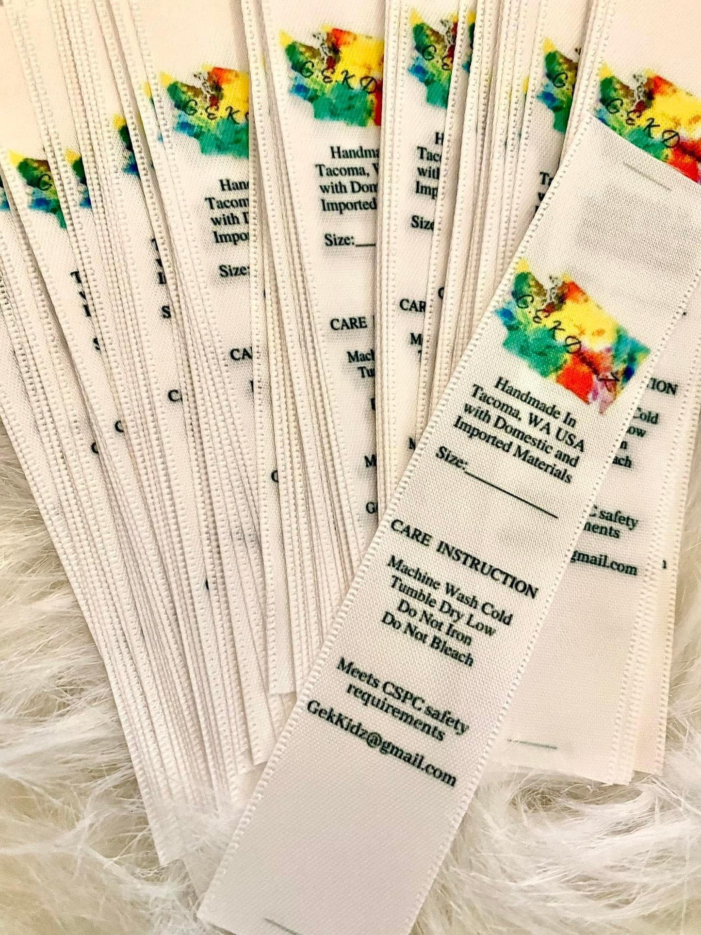 Custom - Satin Sew In Tags - Fold Over
